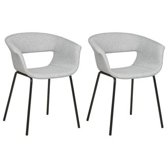 Beliani Beliani - Conjunto De 2 Sillas Modernas Asientos Tapizados Poli&eacute;ster Patas De Metal Para Comedor Cocina Gris Abilene