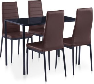 vidaXL Conjunto De Mesa Y Sillas De Comedor 5 Piezas Marr&oacute;n Vidaxl