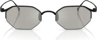 A|X Armani Exchange 49mm Rectangular Sunglasses in Matte Black/grey Mirror at Nordstrom