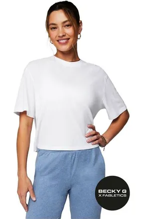 Fabletics Womens 100% Cotton Boxy Tee in Classic White at Nordstrom, Size Xx-Large