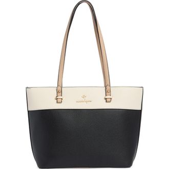 Nanette Lepore Sabine Colorblock Tote Bag & Pouch in Black - Rice - Warm Taupe at Nordstrom Rack