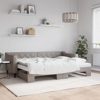 vidaXL Vidaxl - Sof&aacute; Cama Nido Con Colch&oacute;n Tela Gris Taupe 80x200 Cm