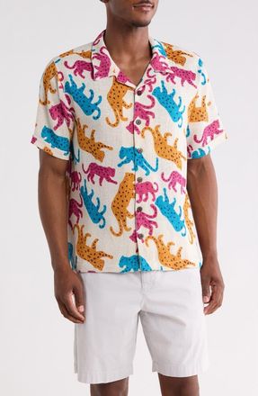 Raga Man Panthera Short Sleeve Shirt in Eggshell Multi at Nordstrom Rack, Size X-Large