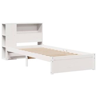 Berkfield Home Decorative Bookcase Bed Frame White 75x190cm Small Single Solid W