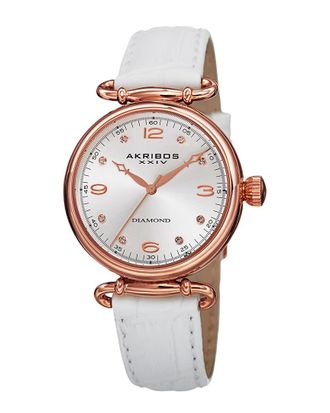 Akribos XXIV Akribos Xxiv Womens Leather Diamond Watch
