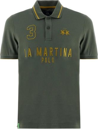 La Martina Geborduurde Polo Shirt Militair Groen - Heren - Polos - Groen - M - Katoen - Tops