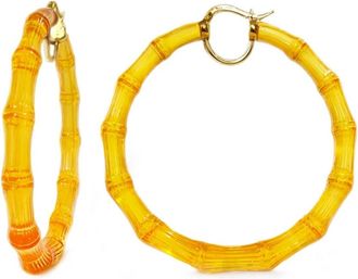Gold & Honey Womens Xl Lucite Bamboo Hoop Earrings In Honey