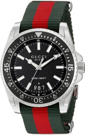 Gucci Dive Mens Watch YA136206 with Black Dial and Multicolored Bracelet - Multicolour Stainless Steel - One Size