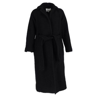 Ganni Ganni Long Boucle Coat in Black Wool