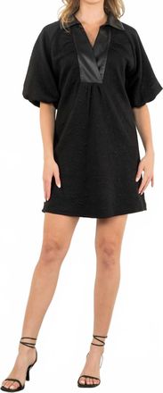 THML Clothing Puff Sleeve Textured Dress In Black