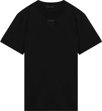 Prada T-Shirts, male, Black, Size: L Triangle-appliqu&eacute; T-shirt