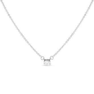 House of Brilliance 14K White Gold 1/4 Cttw Lab Grown Oval Solitaire Diamond East West Pendant Necklace at Nordstrom