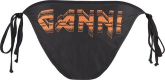 Ganni Womens Tie-Side Hipster Bikini Bottom Black Polyester Bikinis