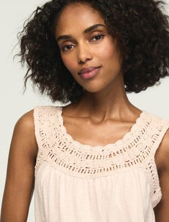 Lucky Brand Womens Crochet Trim Swing Tank