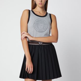 Versace Light grey cotton jersey T-shirt with logo print