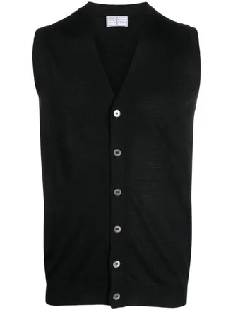 Fedeli V-neck sleeveless virgin-wool cardigan - men - Virgin Wool - 50 - Black