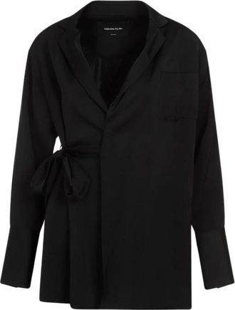 Fabiana Filippi Wikkeljas met Drapering - Dames - Blouses - Zwart - 2XS - Overhemden