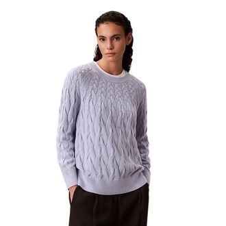 Calvin Klein Rondgebreide trui - Dames - Ronde hals truien - Blauw - XS - Katoen - Truien & Vesten