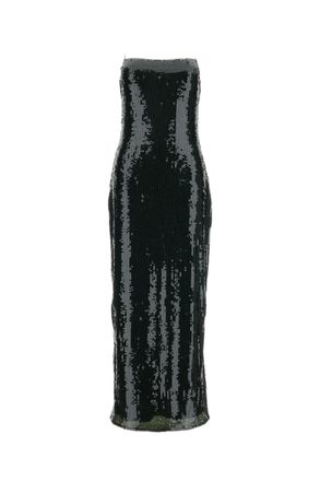 Rotate Black Olive Sequined Stretch Dress