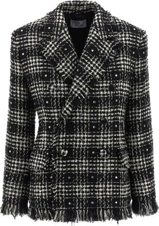 Giuseppe Di Morabito BlackWhite Checks Peaked Lapel Blazer