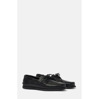 Scarosso Morgan Boat Shoes in Black - Calf at Nordstrom, Size 41.5