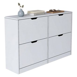 Dmora Zapatero Greccio, Mueble Para Zapatos 8 Estantes, 24 Pares, 4 Puertas, 121x30x79h Cm Blanco