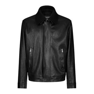 Dondup Uj 976 Aviator Jacket - Heren - Leren en Su&egrave;de Jassen - Zwart - M - Leer - Jassen