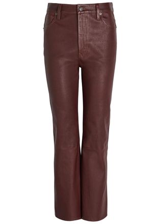 Frame Denim The Reboot Crop Bootcut Leather Trousers - Red - 27 (W27 / UK8-10 / S)