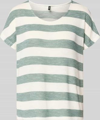 Vero Moda Regular Fit T-Shirt aus Viskose-Mix Modell WIDE STRIPE in Schilf, Gr&ouml;&szlig;e XS