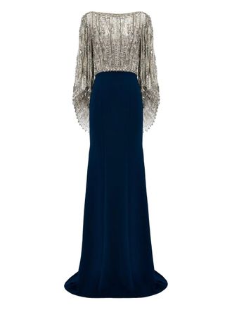 Jenny Packham Wanderlust sequin-embellished maxi dress - women - Nylon - 18 - Blue