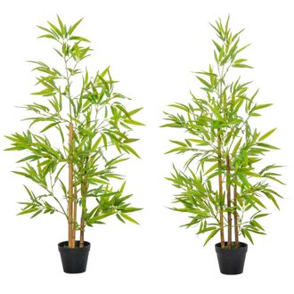HOMCOM Set of 2 Artificial Bamboo Trees Decorative Plant with Nursery Pot | TJ Hughes