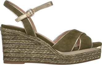 Alma En Pena Double Cross Strap Esparto Sandal - Dames - Sleehakken - Groen - 38 EU - Schoenen