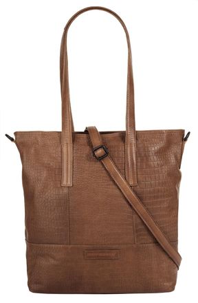 Betty Barclay Shopper BETTY BARCLAY, Damen, Gr. B/H/T: 29cm x 33cm x 9cm onesize, braun (cognac), Leder, Reptilienpr&auml;gung, Taschen Shopper, echt Leder