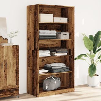 Berkfield Home Wardrobe Old Wood 100x50x200 cm Engineered Wood in Brown | Size: 100 x 50 x 200 cm