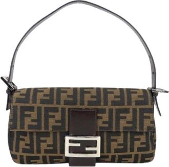 Fendi Pre-owned Vintage Canvas Schoudertas - Dames - Vintage Schoudertas - Bruin - ONE Size - Leer - Vintage