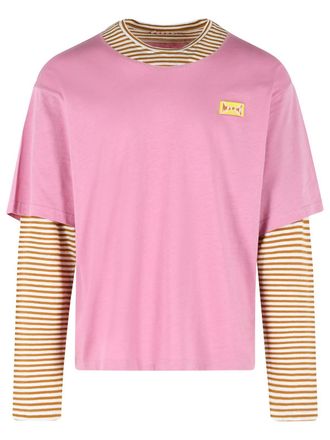 Marni Pink Linen And Cotton Double Layer T Shirt