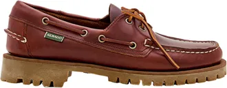 Sebago Hand-Stitched Dark Brown Leather Boat Shoes With Rugged Sole