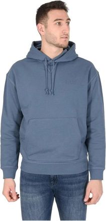 HUGO BOSS Hoodies & sweatvesten, Heren, Blauw, L, Katoen, Blauwe Logo Hoodie voor Mannen