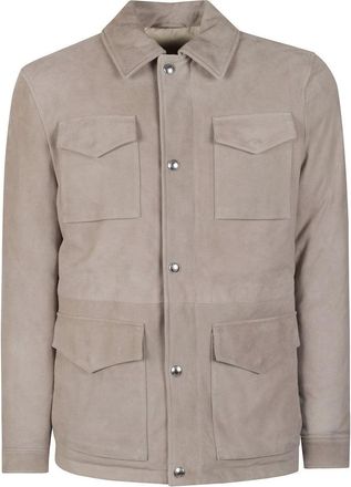 Eleventy Structured Military-Inspired Jacket With Suede-Like Texture