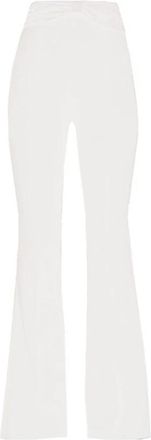 Elisabetta Franchi Elegante uitlopende polyester broek - Dames - Wijde Broeken - Wit - M - Polyester - Broeken