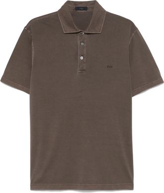Fay Polo in cotone con ricamo logo - Marrone