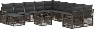 vidaXL Conjunto De Sof&aacute;s De Jard&iacute;n 12 Uds. Gris Rat&aacute;n Sint&eacute;tico Vidaxl