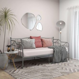 vidaXL Estructura De Sof&aacute; Cama Sin Colch&oacute;n Metal Gris 90x200 Cm Vidaxl