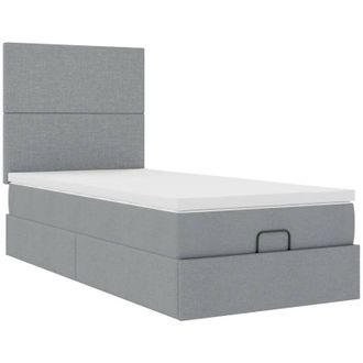 vidaXL Cama Otomana Con Colch&oacute;n Gris Claro 100x200 Cm Tela Vidaxl
