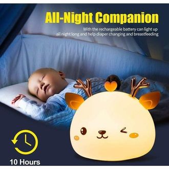 OEM Luce Notturna A Led Ricaricabile Per Bambini, Lampada Da Comodino, 7 Colori In Silicone Portatile, Lampada Multicolore A Forma Di Cervo Con Controllo 