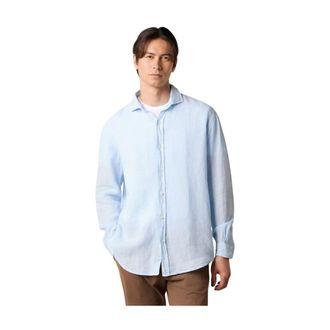 Brooks Brothers Regular Fit Linnen Overhemd met gespreide kraag - Heren - Casual Overhemden - Blauw - L - Linnen - Overhemden