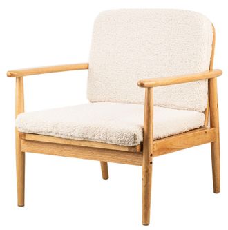 Nordlys Scandinavian Lounge Armchair with Wooden Frame & Fabric in White
