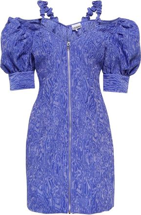 Ganni Jacquard puff-sleeve minidress