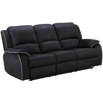 Vente-Unique Vente-unique - Divano 3 posti relax in microfibra Nero - hernani