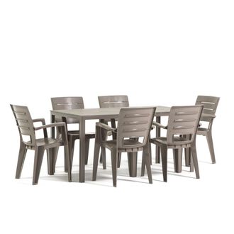 Siediti Fuori e Dentro Set de jard&iacute;n mesa rectangular 156x78 cm + 6 sillas de resina t&oacute;rtola